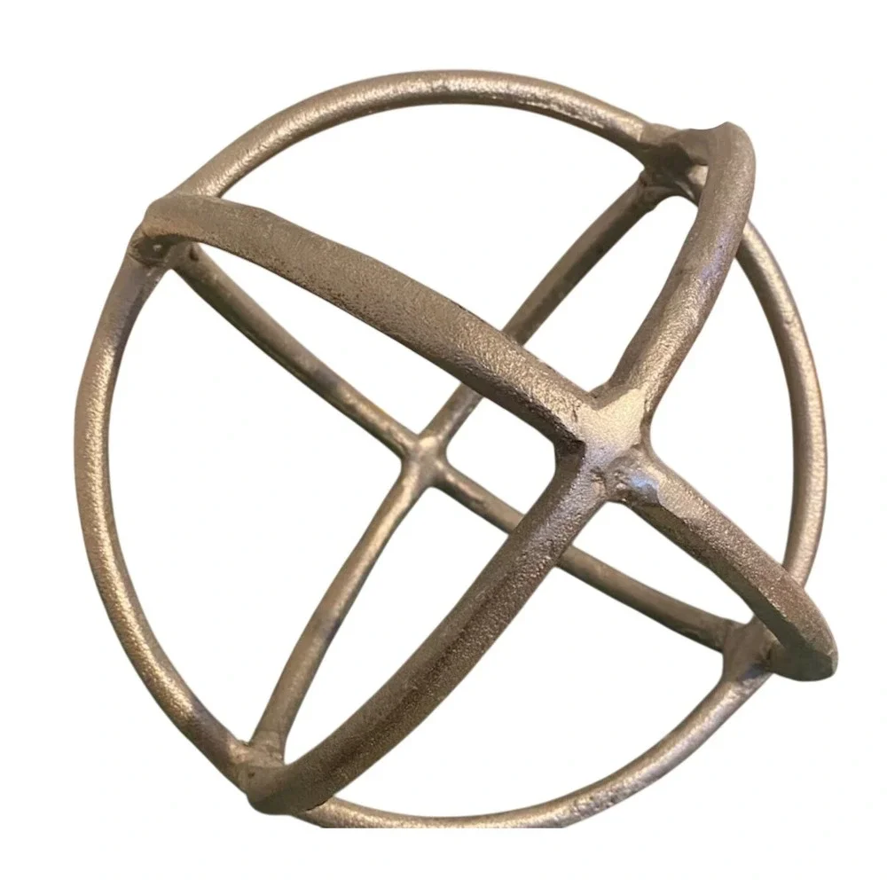West Elm Decorative Metal Sphere OS Champagne Silver armillary Orbital Sculpture